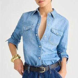 J.Crew Wren Western Chambray Long Sleeve Button Down Shirt, NEW